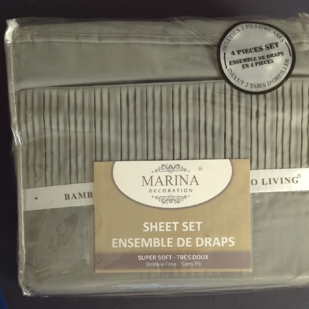 MARINA Bamboo Living Sheet Set - Twin Gray.